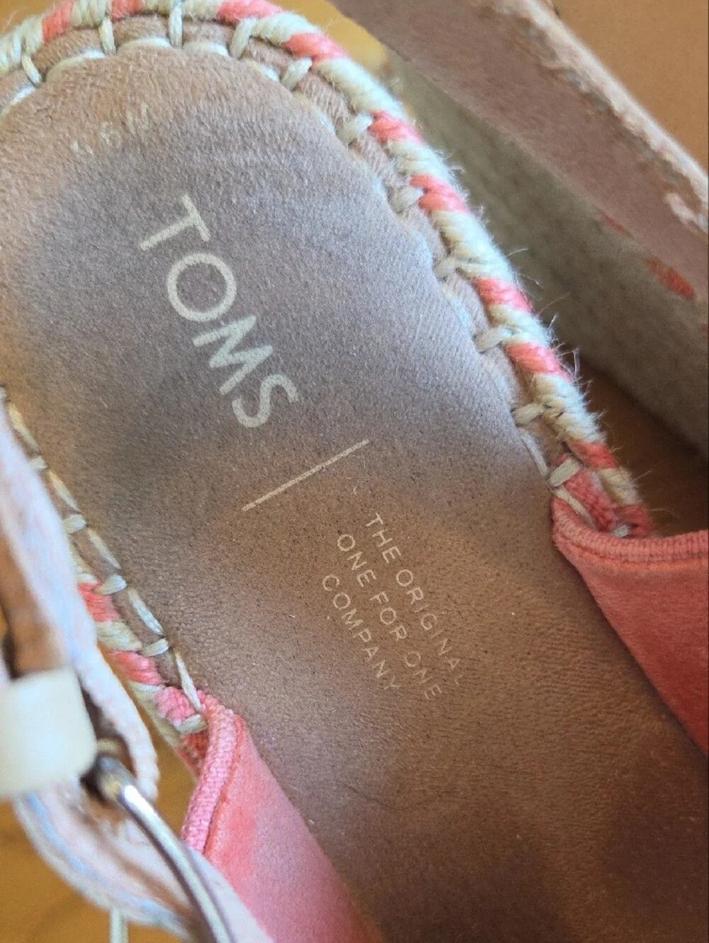 TOMS Coral Canvas Espadrille Slingback Wedges